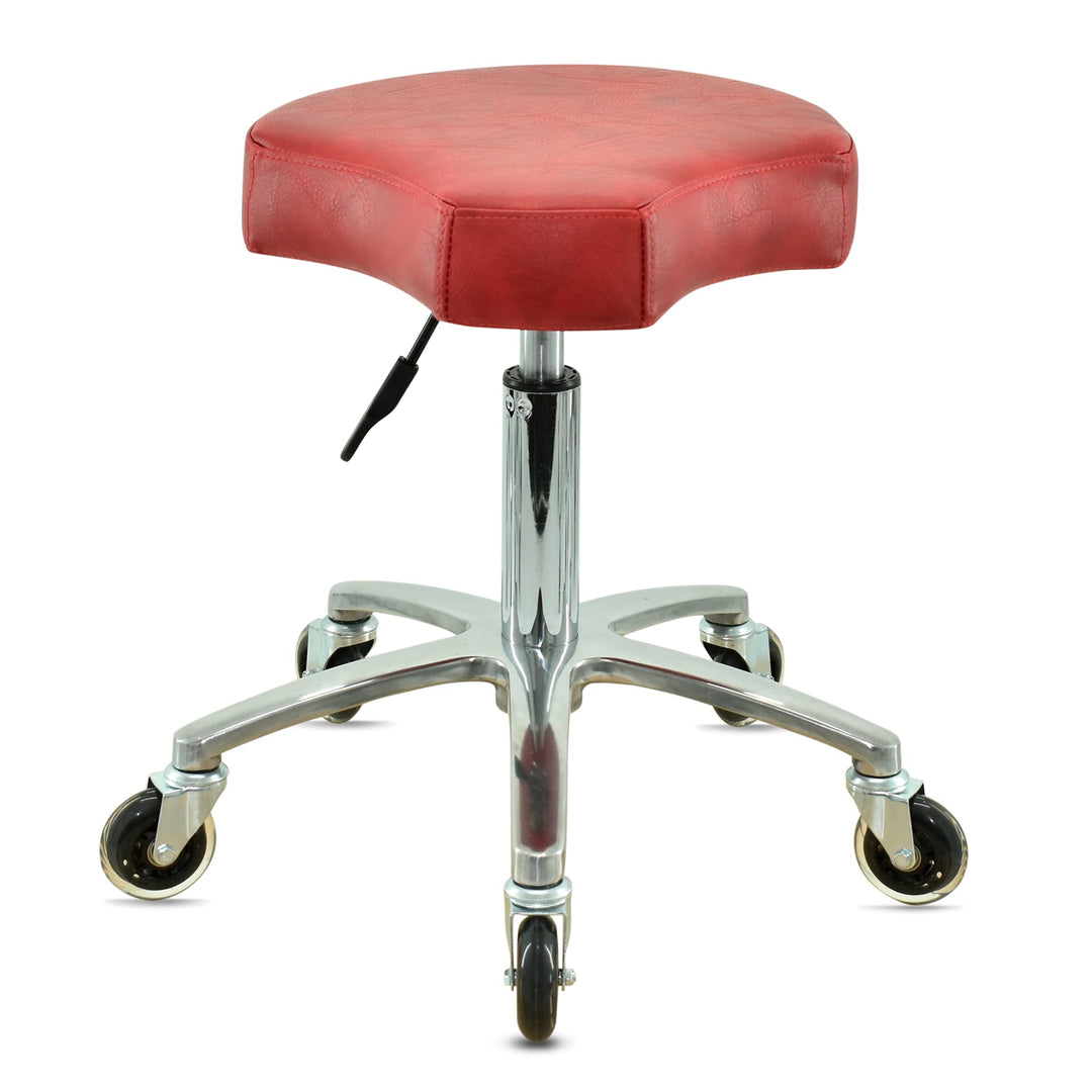 VAKON SALON - Ergonomischer Sitzhocker rot höhenverstellbar von 50 bis 65 cm Rollhocker - Drehhocker