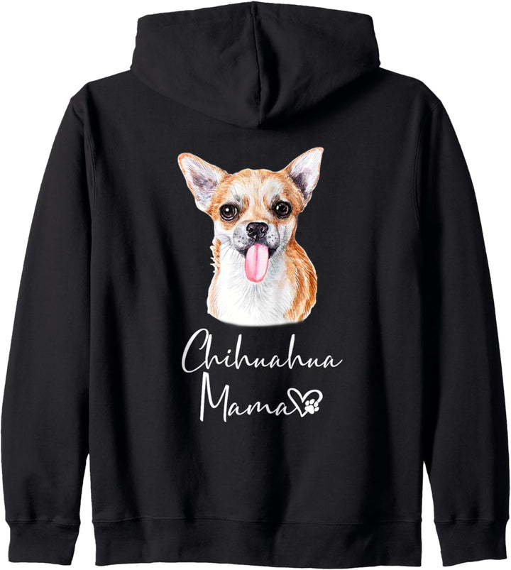 Chihuahua Mama Hundemama Hund Frauchen Geschenk Rückendruck Kapuzenjacke