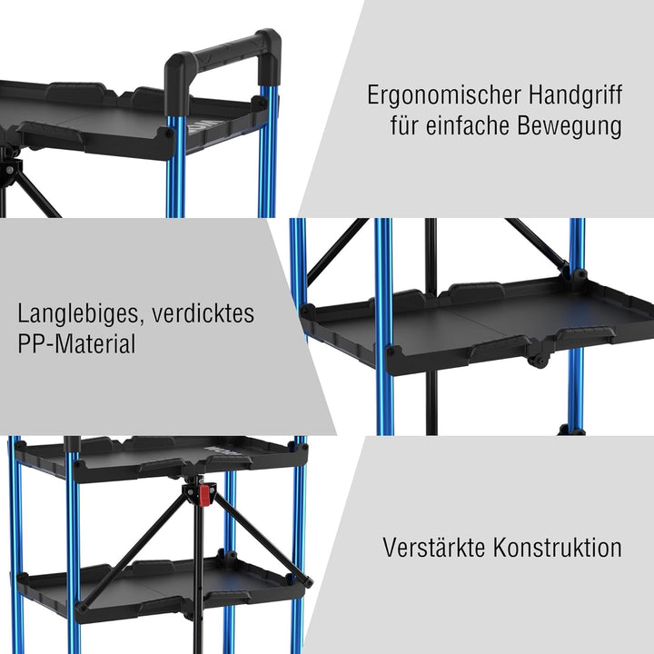WORKPRO Servierwagen, Klappbarer Wagen 3 Etagen, Rollwagen Klappbar, Zusammenklappbarer Servicewagen