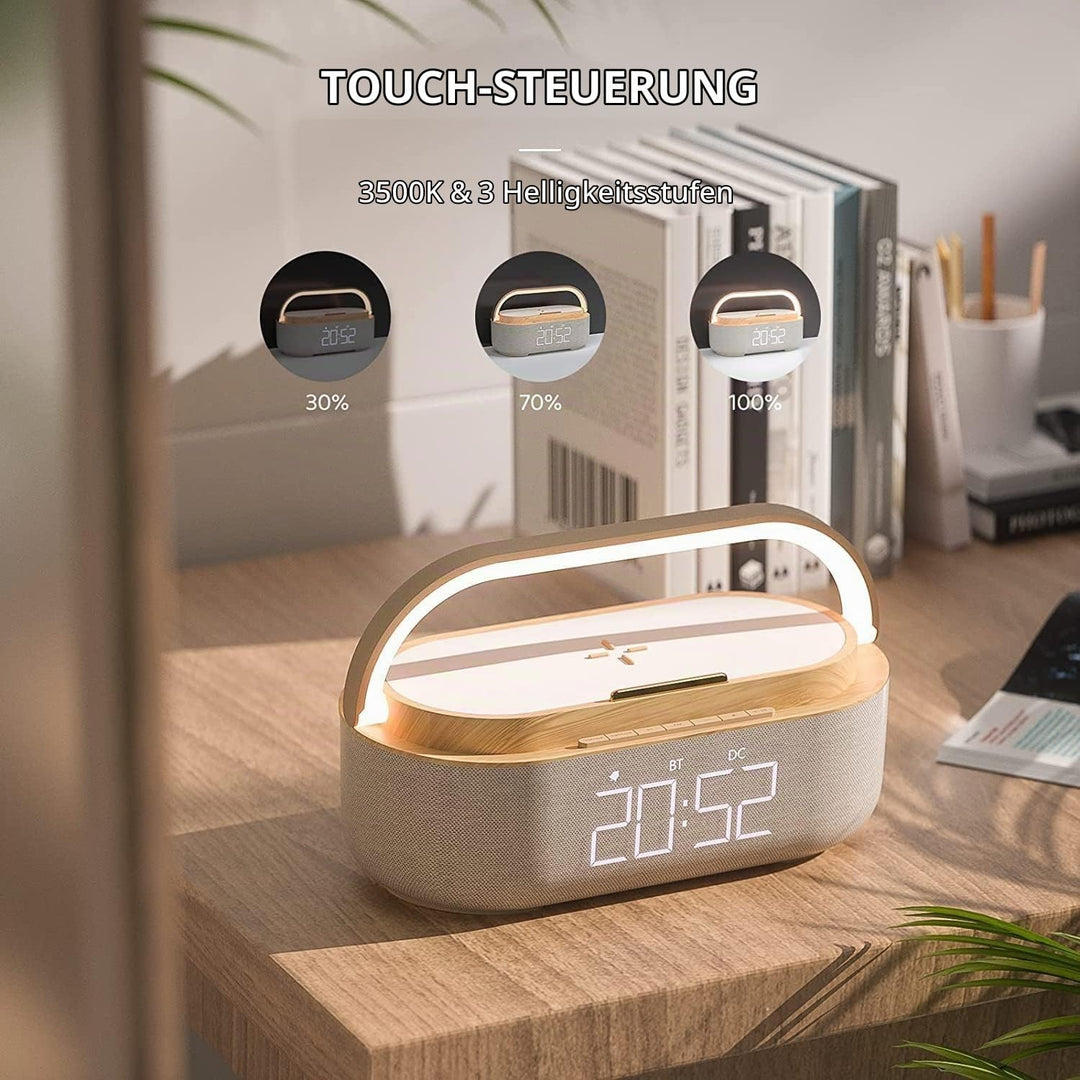 COLSUR Radiowecker Digital mit Wireless Charger, Bluetooth Lautsprecher mit USB-Ladegerät, Smart Wec