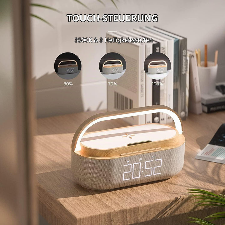 COLSUR Radiowecker Digital mit Wireless Charger, Bluetooth Lautsprecher mit USB-Ladegerät, Smart Wec