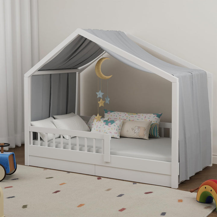 Hausbett Himmel in 5 Farben, Betthimmel Hausbett aus weichem Baumwollstoff, Stoffhimmel für Hausbett