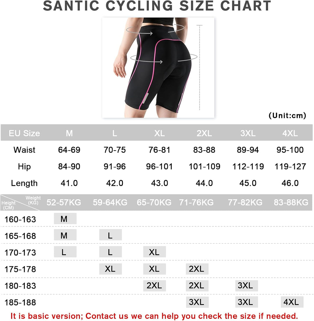 Santic Gepolsterte Kurz-Radlerhose für Damen mit 3D-Polstereinsatz Praktischer Seitentasche und UPF
