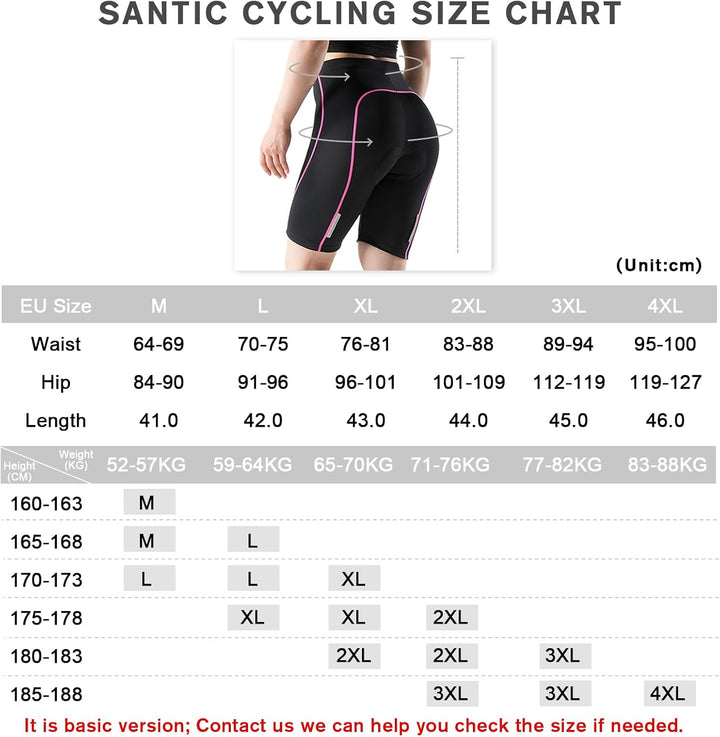 Santic Gepolsterte Kurz-Radlerhose für Damen mit 3D-Polstereinsatz Praktischer Seitentasche und UPF
