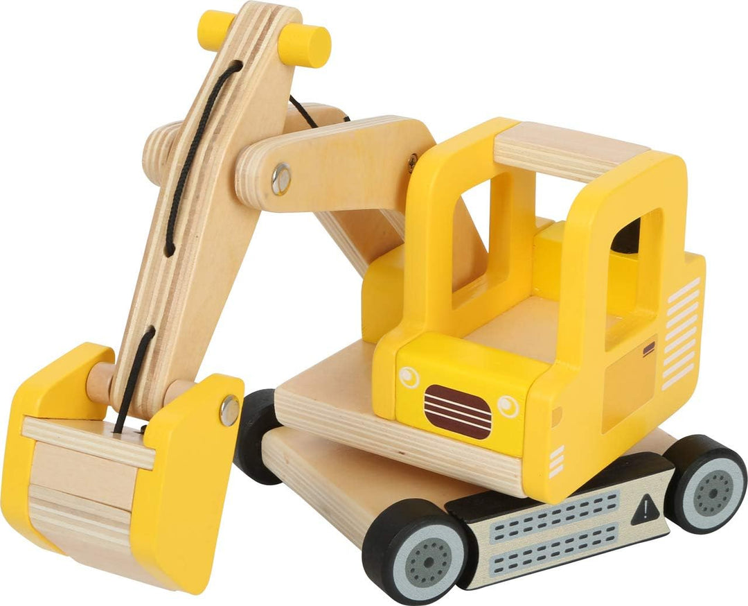 Small Foot Schaufelbagger aus Holz, Spielauto mit beweglichem Baggerarm, 360 Grad drehbar, für Kinde
