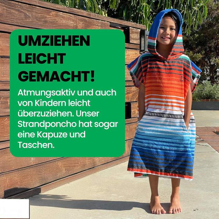 COR Surf Kinder Handtuch Poncho - Weicher, schnell trocknender Bade Poncho aus Mikrofaser, Kapuzenha