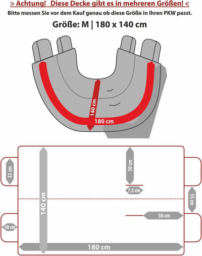 tierlando® Autoschondecke REX teilbar Reissverschluss Schutzdecke Auto 160 180 200 x 140cm Grösse: S