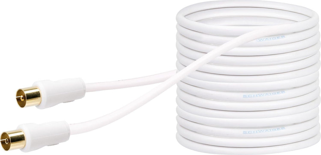 SCHWAIGER Antennen Anschlusskabel 90 dB, 20,0m, weiss, IEC Stecker > IEC Buchse, 2-fach Schirmung, 7