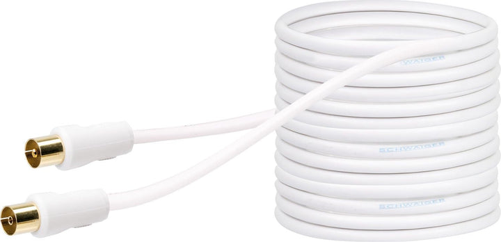 SCHWAIGER Antennen Anschlusskabel 90 dB, 20,0m, weiss, IEC Stecker > IEC Buchse, 2-fach Schirmung, 7