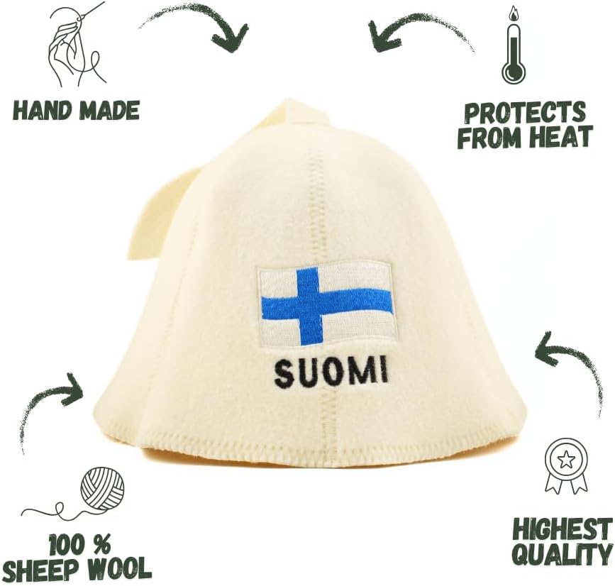 Saunahut für Damen und Herren aus Filz - Finland – Grau Saunahut für Herren und Damen aus 100Prozent