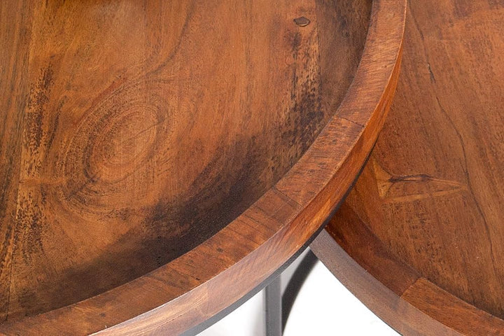 Invicta Interior Moderne Beistelltische Elements 2er-Set original massives Akazien Holz Stone Finish