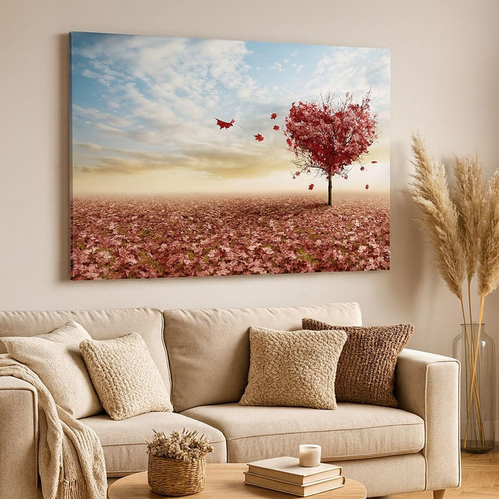 Bilder auf Leinwand 100x70cm Leinwandbild Abstraktion Herbst Baum Blatt Gross Wanddeko Bild Schlafzi