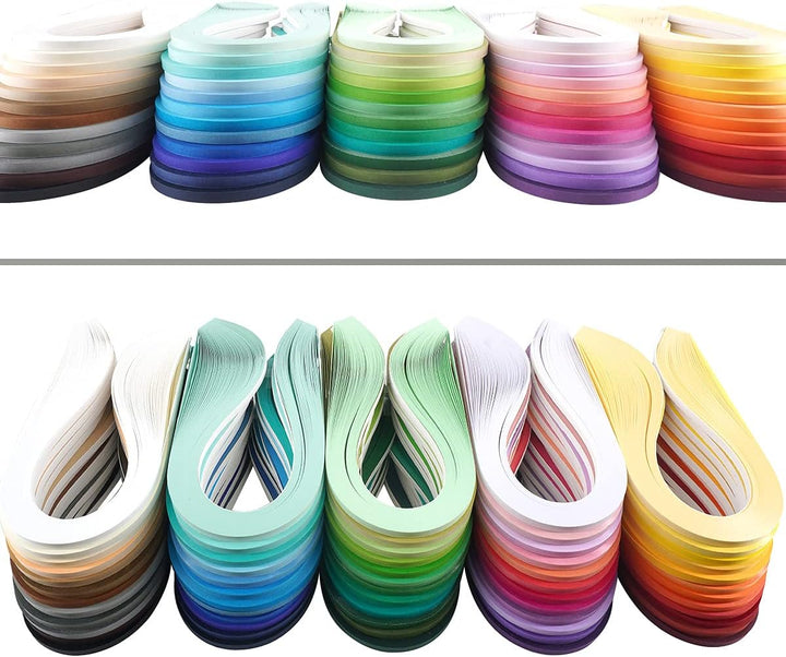 JUYA Quilling Einfarbiges Papier-Rüschen-Set, 60 Farben, 39 cm Länge, 100 Streifen pro Packung, Papi