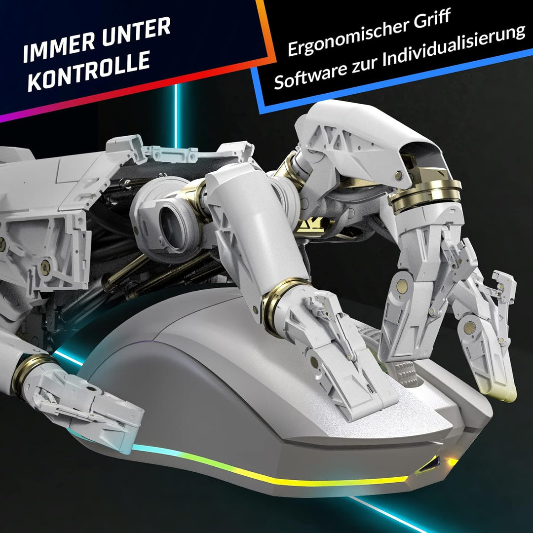 KLIM Blaze Pro Wiederaufladbare kabellose Maus - NEU - Gaming Maus mit RGB und Ladestation - Hochprä