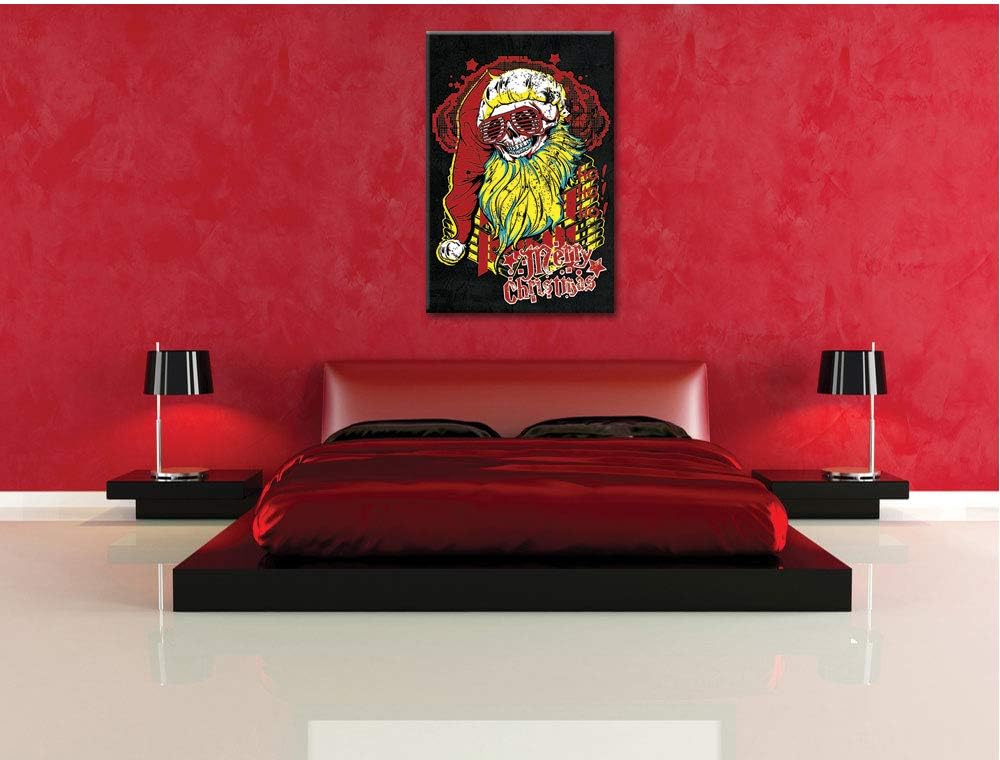 Dark Dead Santa black Leinwandbild Bild auf Leinwand, XXL riesige Bilder fertig gerahmt mit Keilrahm