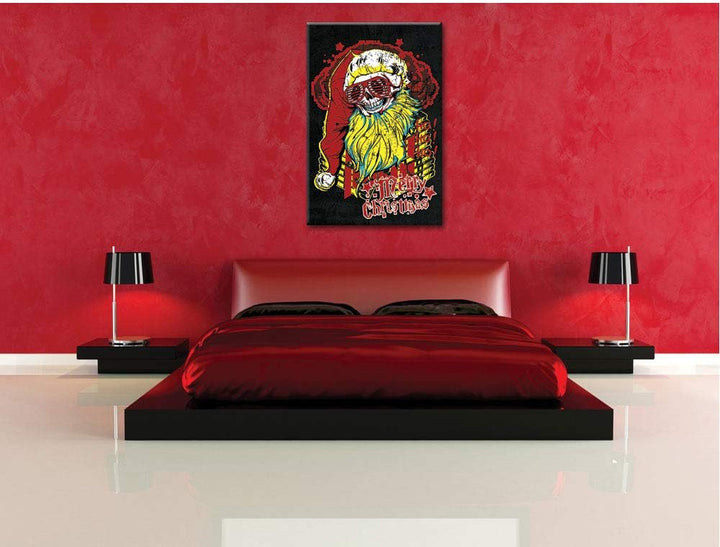 Dark Dead Santa black Leinwandbild Bild auf Leinwand, XXL riesige Bilder fertig gerahmt mit Keilrahm