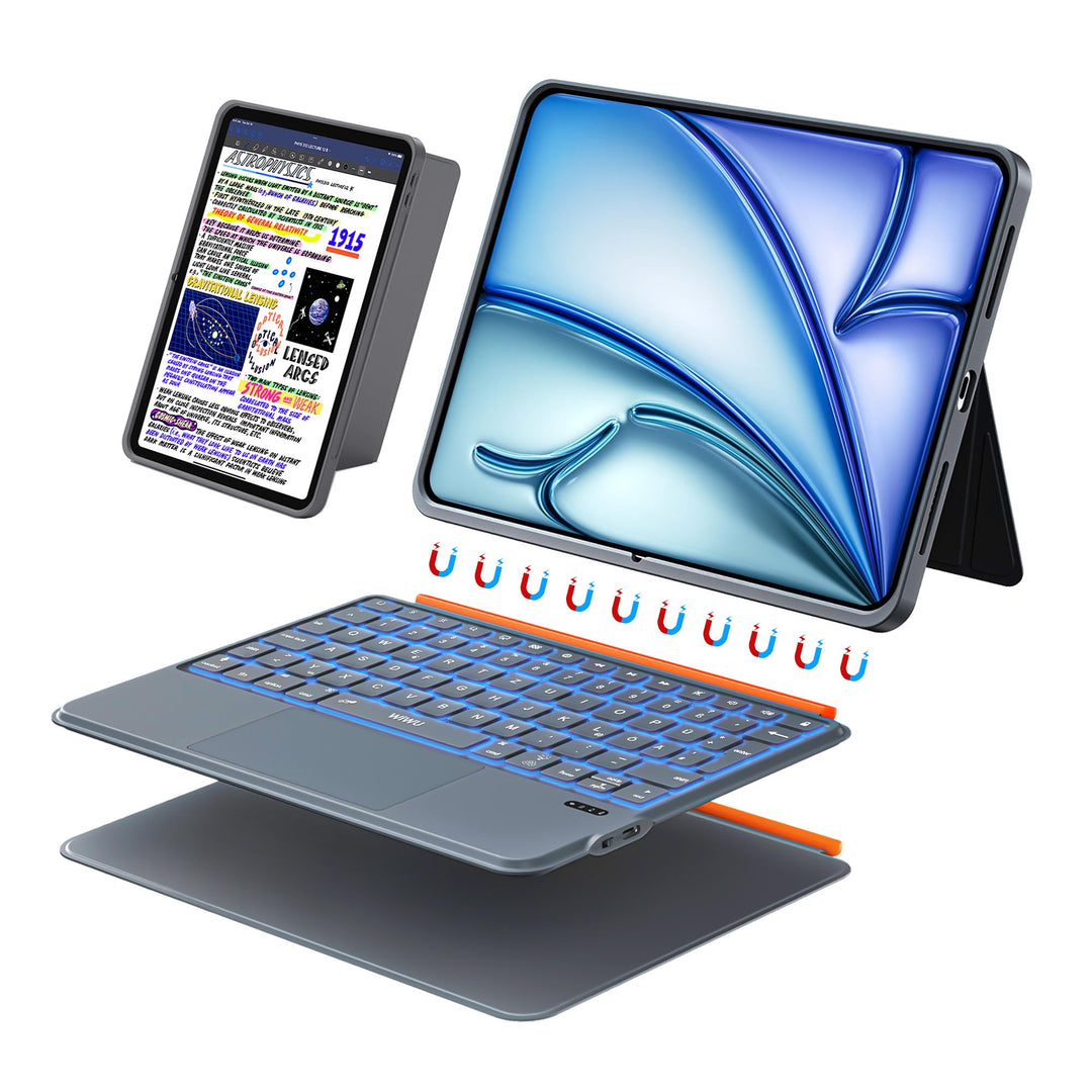 WIWU iPad Hülle mit Tastatur für 11 Zoll A16/10 Gen 3 in 1 Magnetische Abnehmbare Tasche Tastatur St