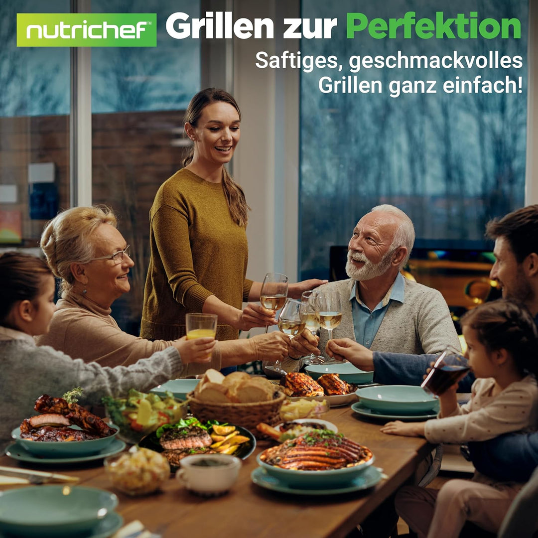 NutriChef Burgerpresse- Antihaft Gusseisen, Schwere Grillpresse 1,5 kg (22 × 9,5 cm), Fleischbeschwe