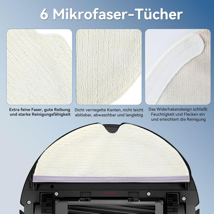 Zubehör für Roborock Q5 Pro/Q5 Pro+/Q8 Max/Q8 Max+ | 2 Hauptbürsten + 4 HEPA-Filter + 6 Wischtücher
