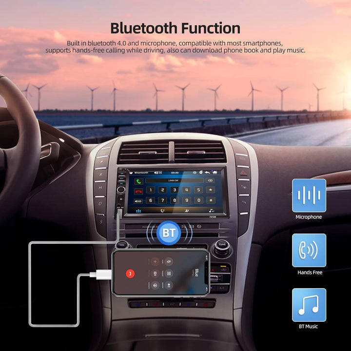 NHOPEEW 7 " EQ Autoradio Doppel Din mit Mirror Link, Multimedia MP5 Player Bluetooth Freisprecheinri