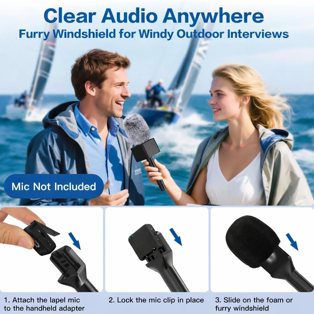 ZealSound Handmikrofon Adapter für DJI Mic, Wireless Lavalier Mikrofon Griff, Funkmikrofon Halter ko