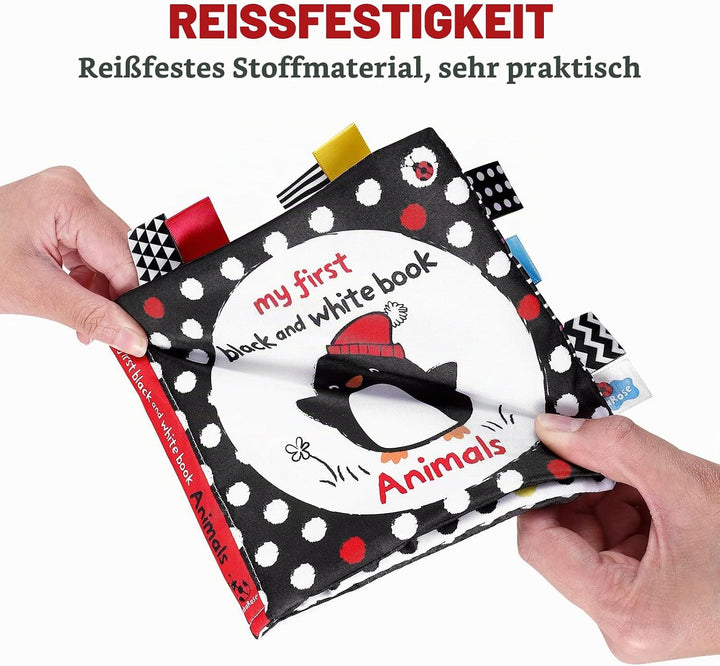 Toyvian 1 Stück Tuch Bücher Schwarz Weiss Label Tuch Buch Frühen Pädagogischen Buch Frühen Lernspiel
