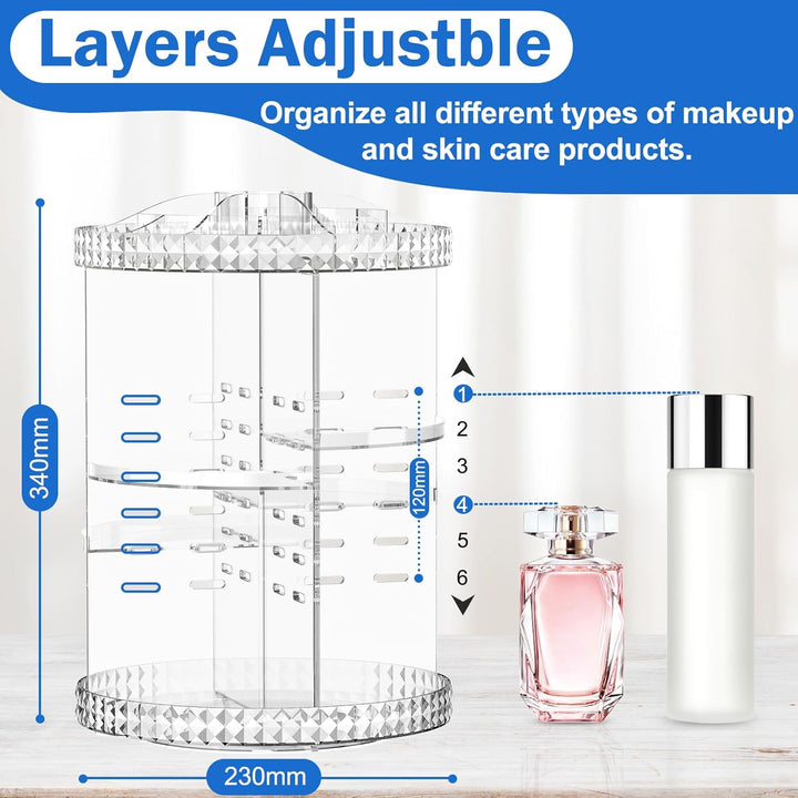 MOKANI 360° Drehbar Make Up Kosmetik Organizer, 6 Verstellbare Ebenen Grosse Kapazität Makeup Organi