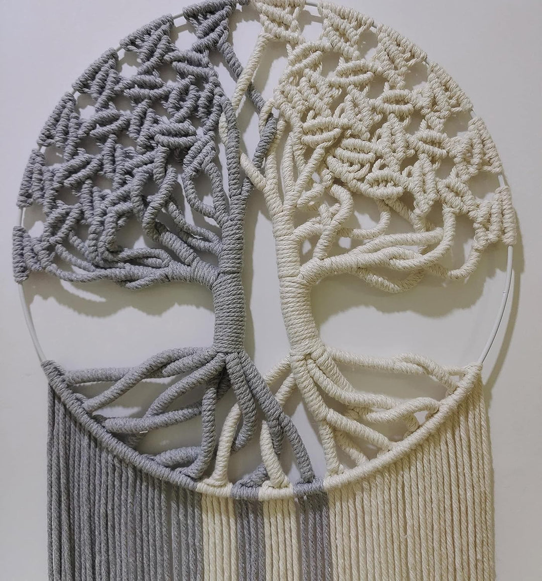 GUKALYLY Baum des Lebens Makramee-Wandbehang, schick, handgefertigt, gewebte Boho-Heimdekoration, ek
