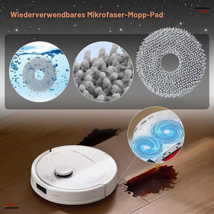 Zubehörset für Roborock QV 35A / QV 35S Saugroboter, 1 Hauptbürste 4 Staubbeutel 4 Wischtücher 4 HEP