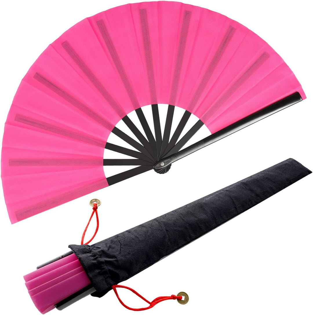 2 Stück Grosse Faltbare Seide Hand Fächer Chinesischer Tai Chi Faltender Handfächer Nylon Tuch Chine