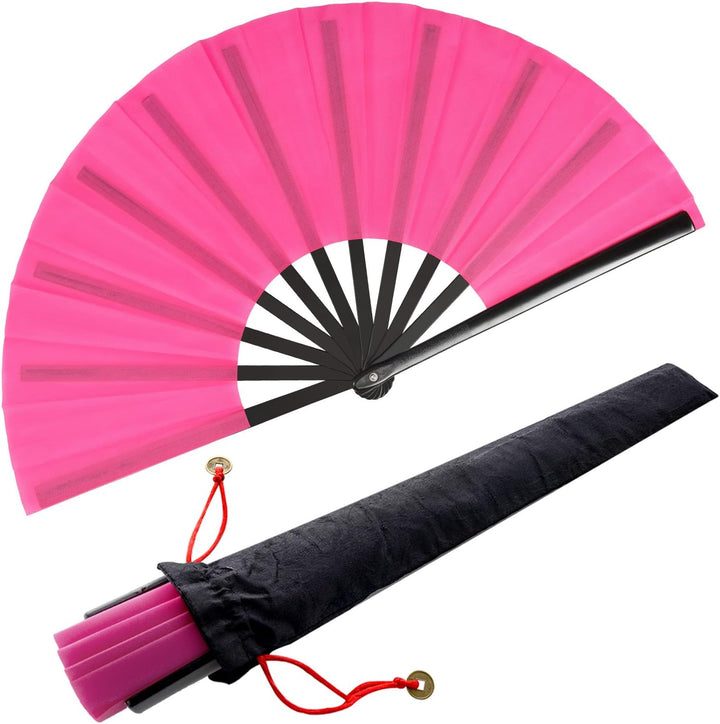 2 Stück Grosse Faltbare Seide Hand Fächer Chinesischer Tai Chi Faltender Handfächer Nylon Tuch Chine