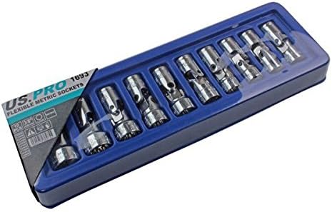 US Pro Steckschlüssel-Set, flexibel, metrisch, 10 mm - 19 mm, UJ Wackelgelenke B1693
