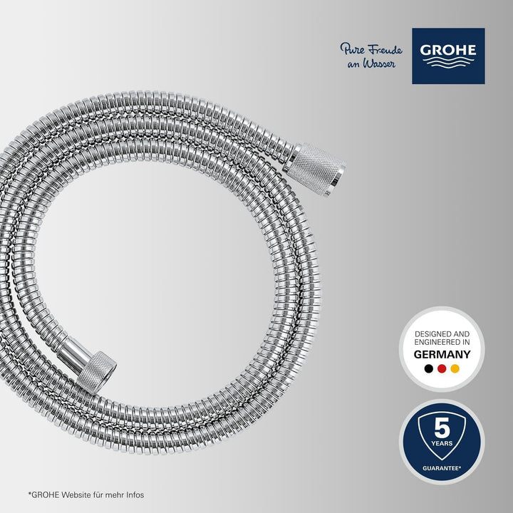 GROHE Vitalioflex - Metallbrauseschlauch (1500 mm, verstärkte Ausführung, knickfest, hitzebeständig)