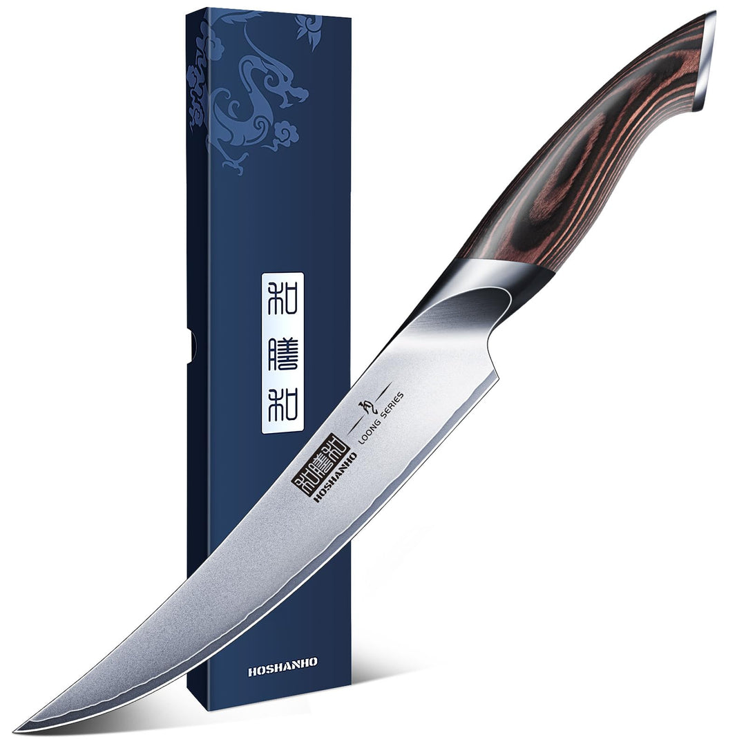 HOSHANHO Ausbeinmesser 15cm, Professionelles Filetiermesser aus Kohlenstoffreichem Edelstahl, Scharf