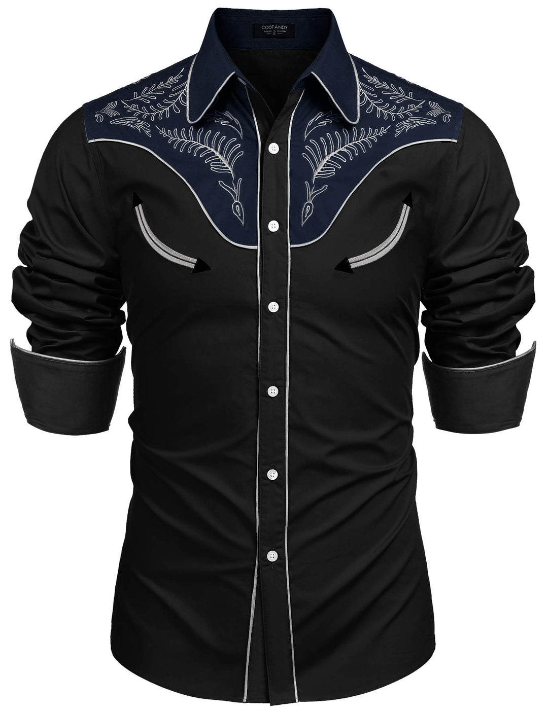 COOFANDY Herren Hemd mit Button-Down-Kragen Gross und kräftig M Baumwolle - Schwarz