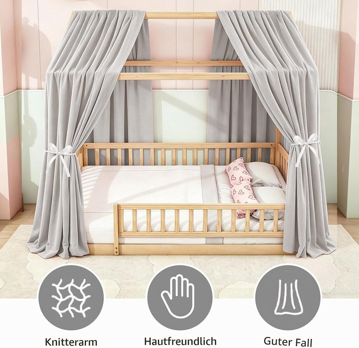 MeYuxg Hausbett Himmel Set, 2 Stück Betthimmel Hausbett Musselin, Kinderbett Baldachin Stoffhimmel f