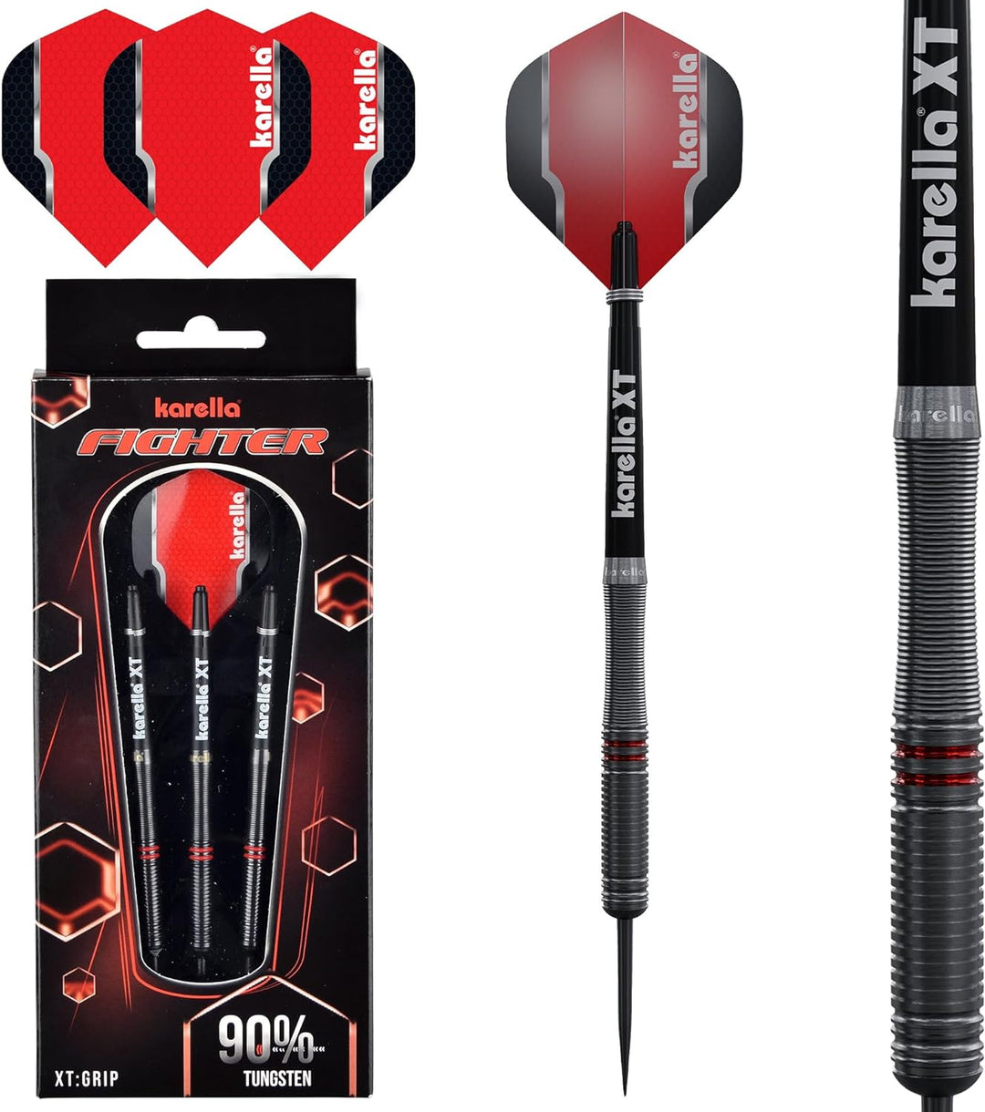 Karella Fighter Steeldart und Softdart, 90% Tungsten, 20g, 22g, 24g, für klassisches Dartboard, elek