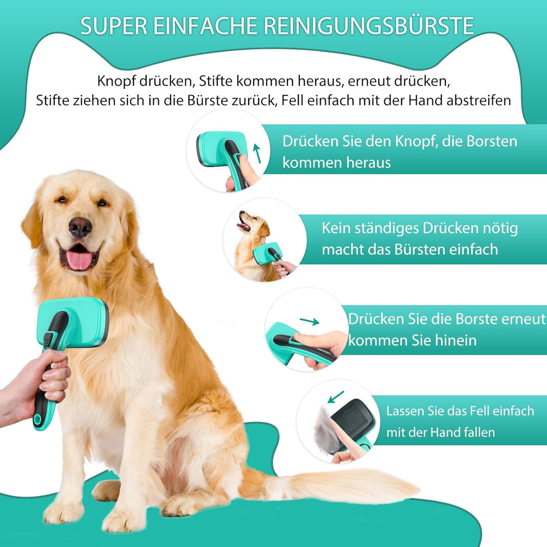 Hunde Katze Selbstreinigende Zupfbürste + Nagelknipser-Set für Haarausfall Fellpflege langes kurzes