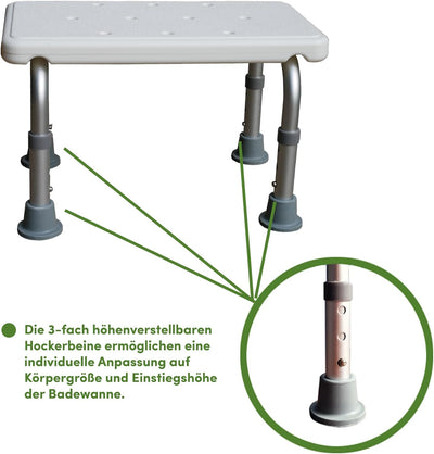 TRUTZHOLM Badhocker Duschhocker Duschhilfe bis 150 kg Höhenverstellbar aus Alu und Kunststoff extra