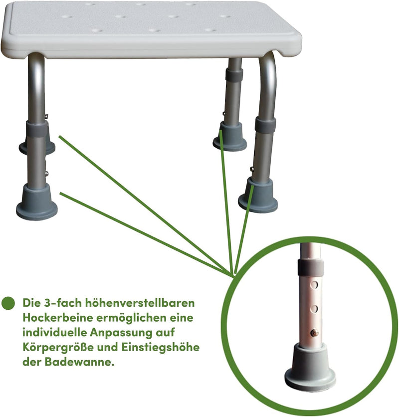 TRUTZHOLM Badhocker Duschhocker Duschhilfe bis 150 kg Höhenverstellbar aus Alu und Kunststoff extra