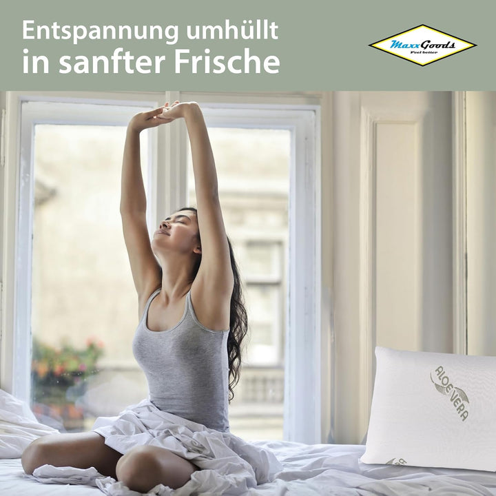 orthopädisches Nackenstützkissen aus Visco Gelschaum &amp; Aloe Vera Bezug - Kopfkissen Atmungsaktiv, Sc