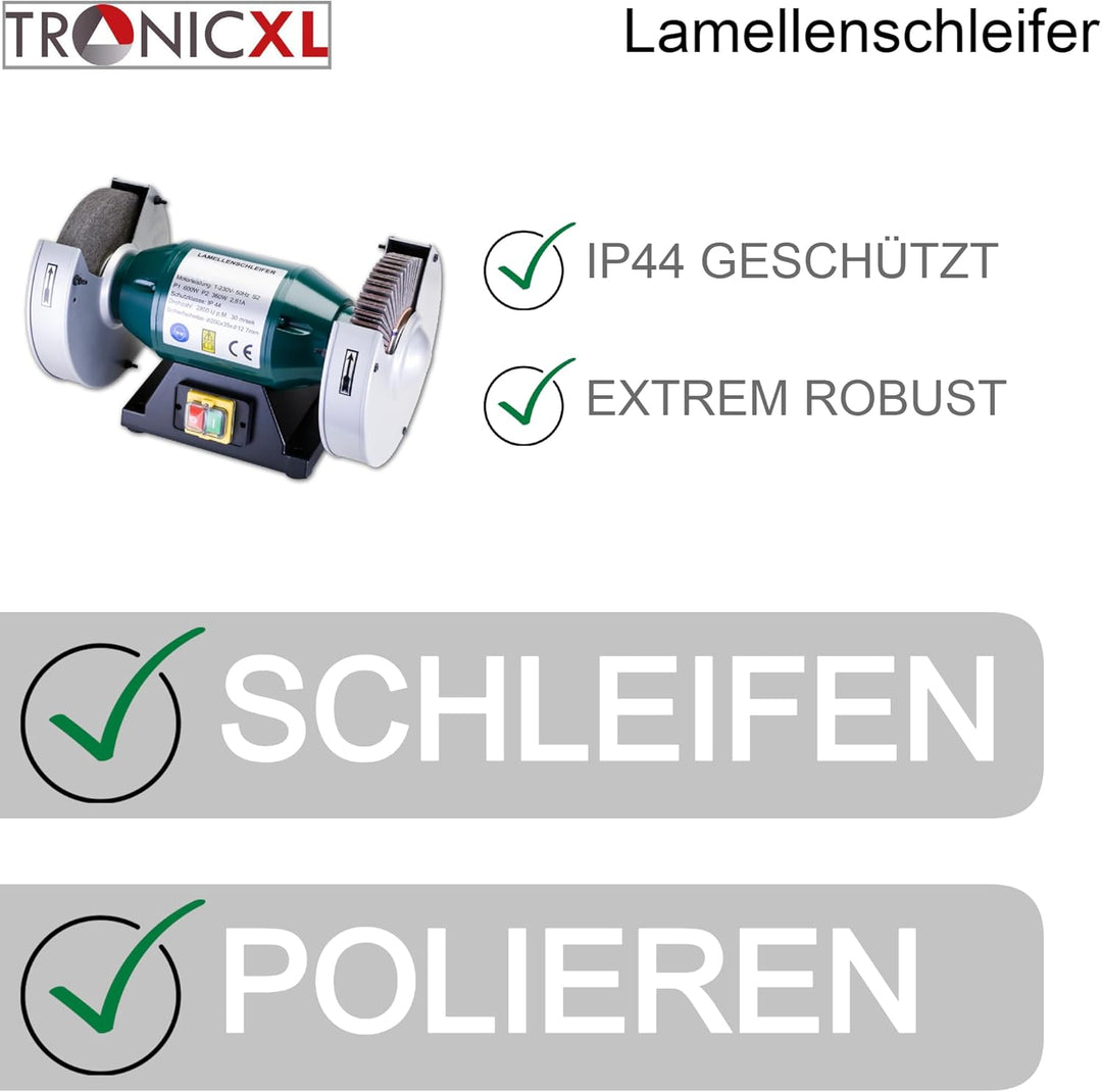 TronicXL 600W Lamellenschleifer Schleifgerät + Filzscheibe zum Polieren + Schleifscheibe I Messersch