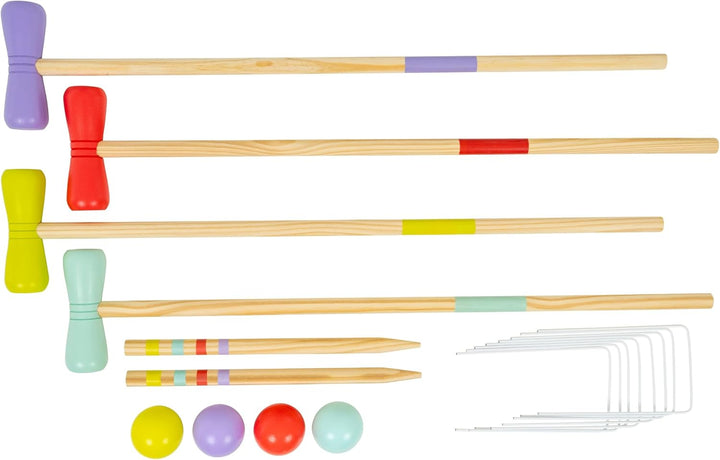 TP Toys Wooden Croquet Set FSC Certified 2-4 Player Outdoor Garden Game for Kids 3+ with Mallets, Ba