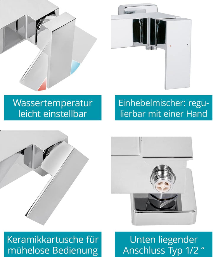 'aquaSu® Einhandmischer Naomi für Brause | Chrom | Wasserhahn | Einhebelmischer, Brause