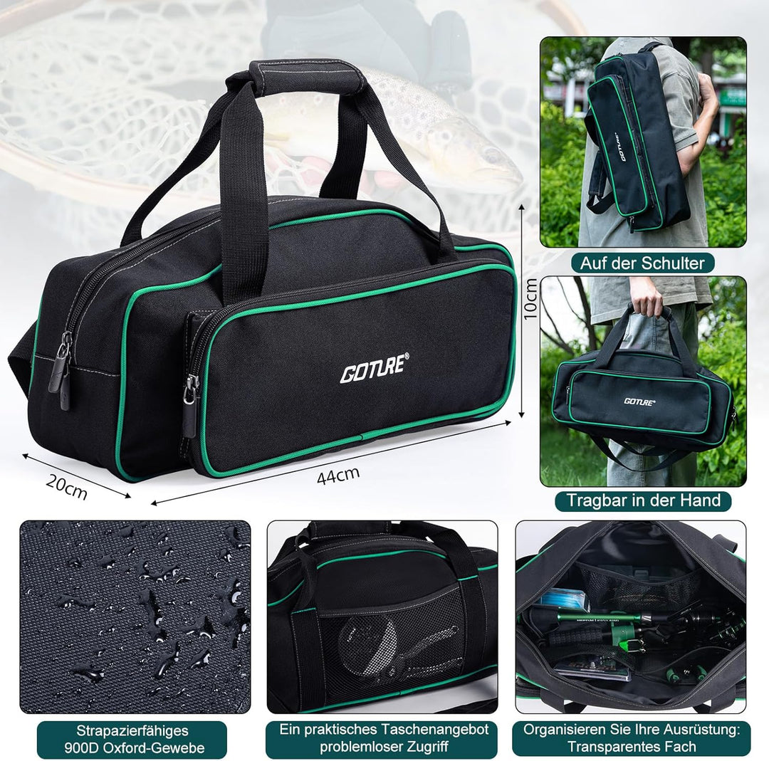 Goture Angelset Komplett (24T Carbon), 2 Teleskop-Brandungsrute aus Kohlefaser & Spinnrolle mit 9+1