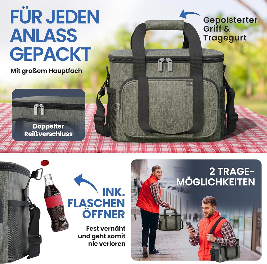 HELDENWERK Kühltasche klein & faltbar 10L, Isolierte Thermo Lunchtasche für Essen & Getränke, wasser