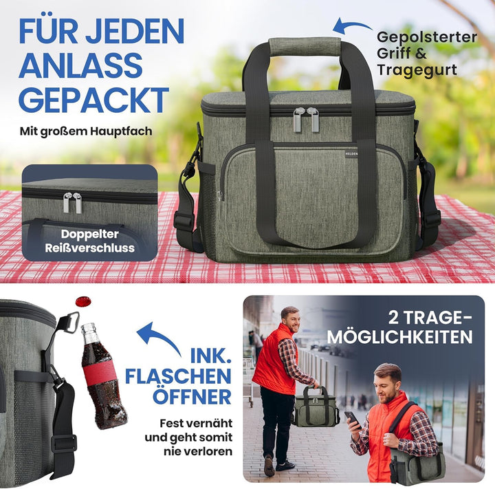 HELDENWERK Kühltasche klein & faltbar 10L, Isolierte Thermo Lunchtasche für Essen & Getränke, wasser