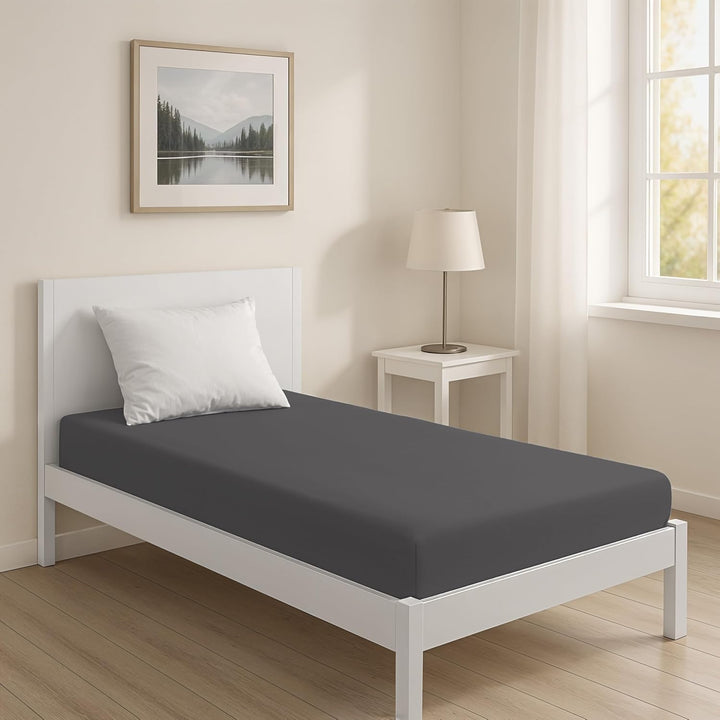 LARAWELL Spannbettlaken 90x200cm Baumwolle, bis 100x200, anthrazit, Graphit, Spannbetttuch aus extra