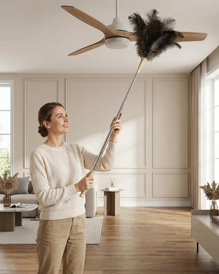 Straussenfeder Staubwedel Teleskop bis 130 cm – Lang Ausziehbar, Antistatisch, Kratzfrei & Staubbind