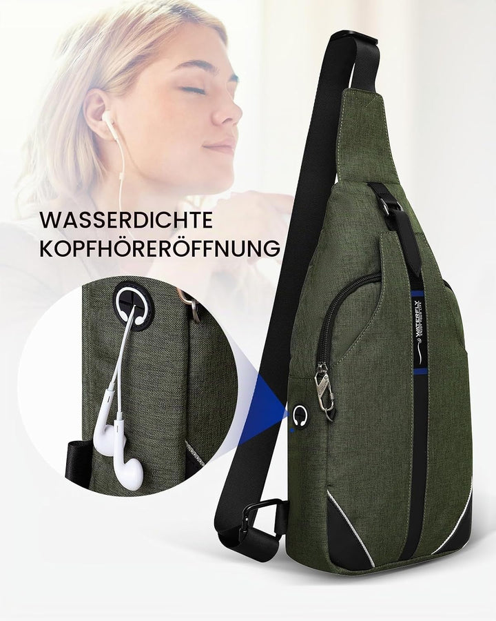WATERFLY Anti-Diebstahl Sling Bag für Damen und Herren Brusttasche Hippie Crossbody Bag Multipurpose